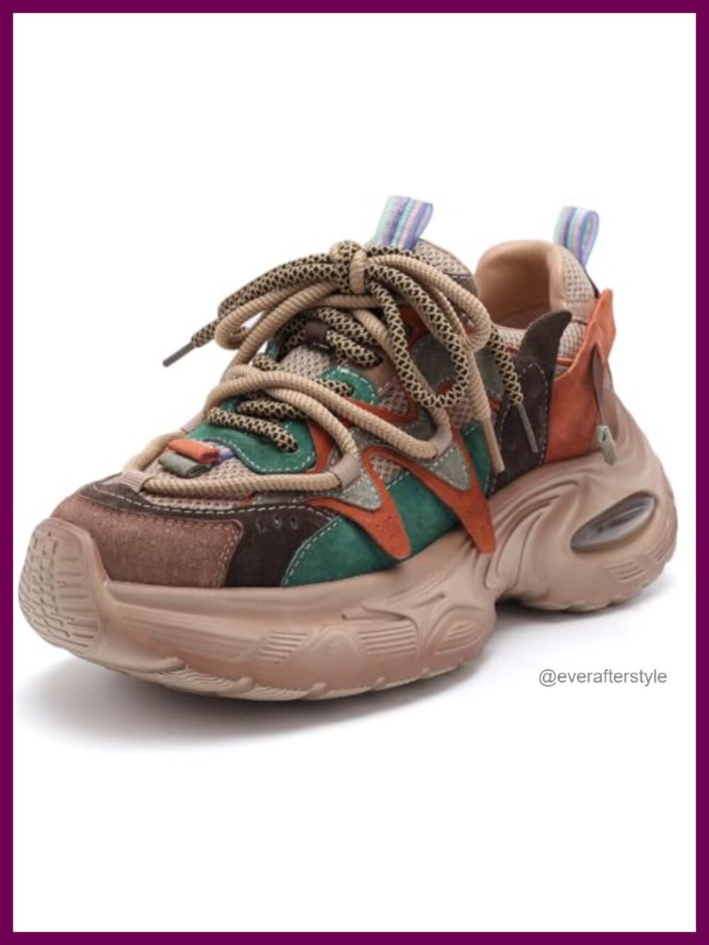 Women's Platform Chunky Sneakers Lace-Up Athletic Walking Shoes